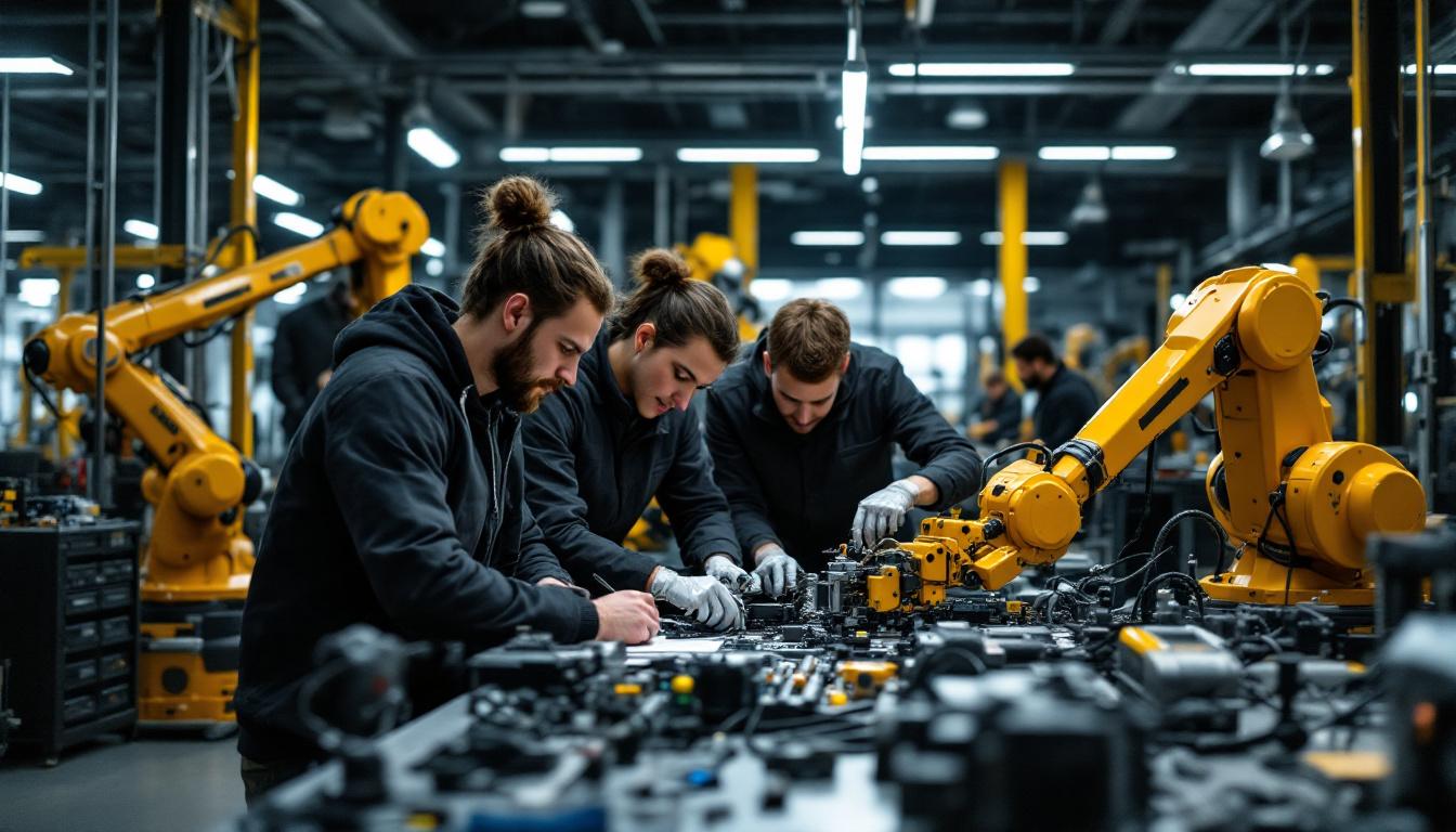 A photograph of a dynamic industrial engineering workspace