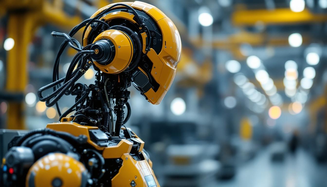 A photograph of a high-tech industrial robot in action