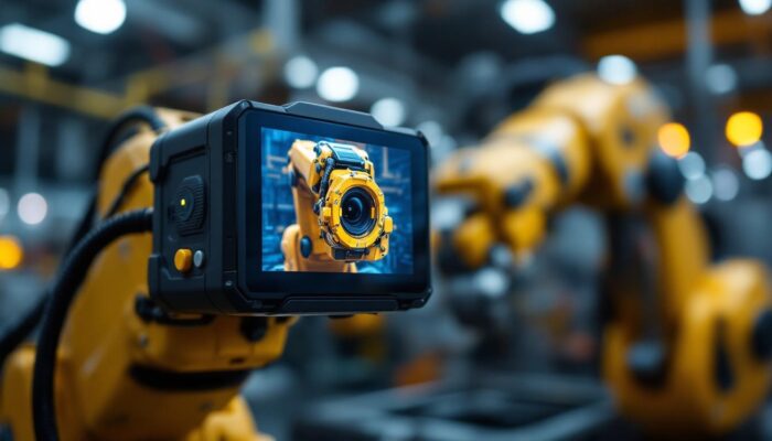 A photograph of a close-up of an infrared camera in action