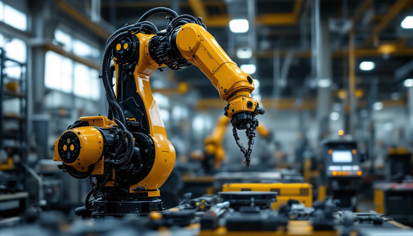A photograph of a sleek industrial robotic arm in action