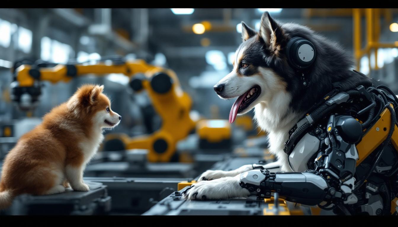 A photograph of a sleek industrial robot in action