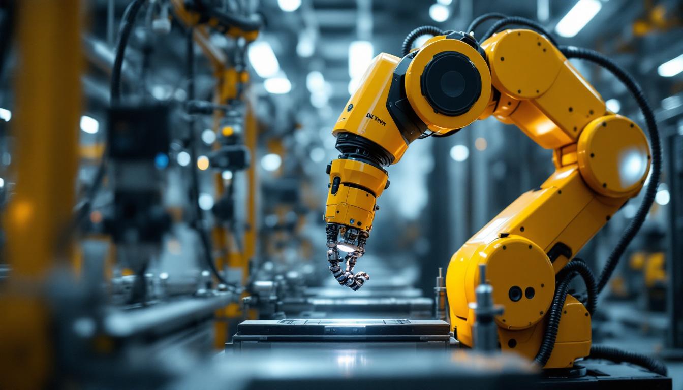 A photograph of a didi twin industrial robot in action