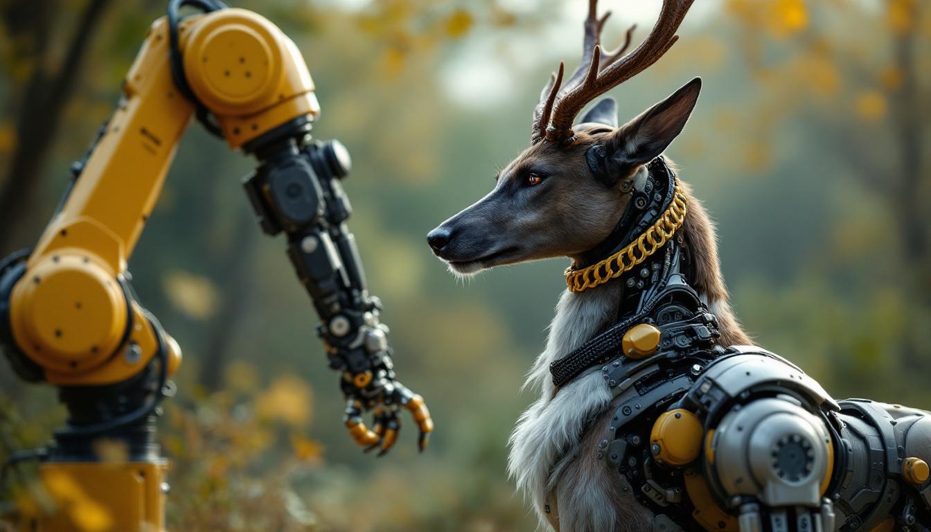 A photograph of a majestic deer hound in a natural outdoor setting
