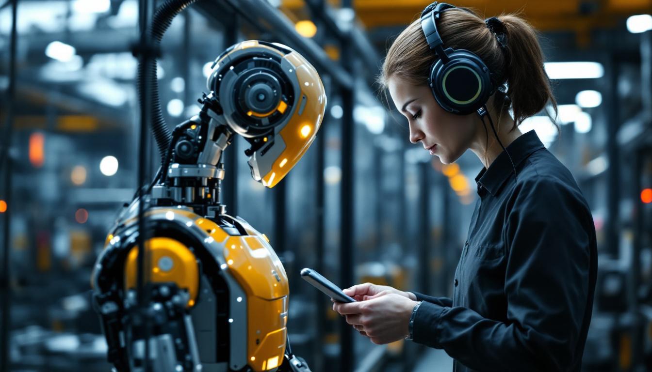 A photograph of a sleek industrial robot in action