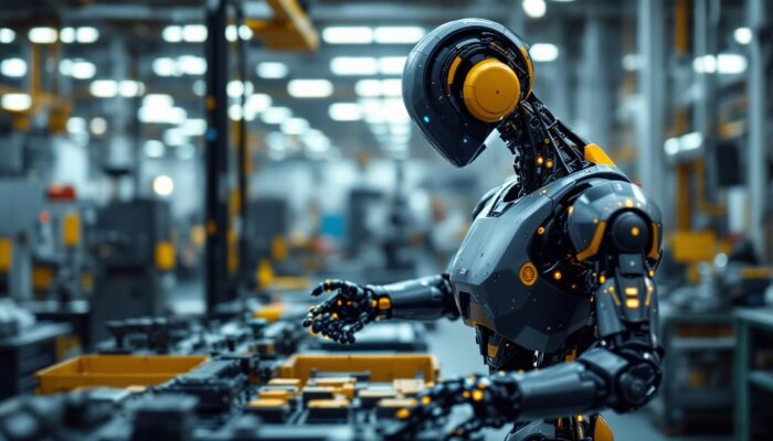 A photograph of a sleek atlas robot in action