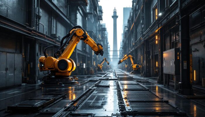 A photograph of a dynamic industrial setting in boston