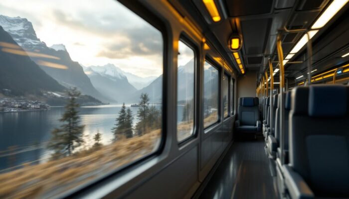 A photograph of a scenic view of the zurich to como train journey