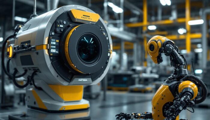A photograph of a radiation camera in an industrial setting