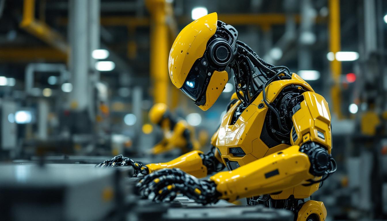 A photograph of a boston dynamics robot in action within an industrial setting