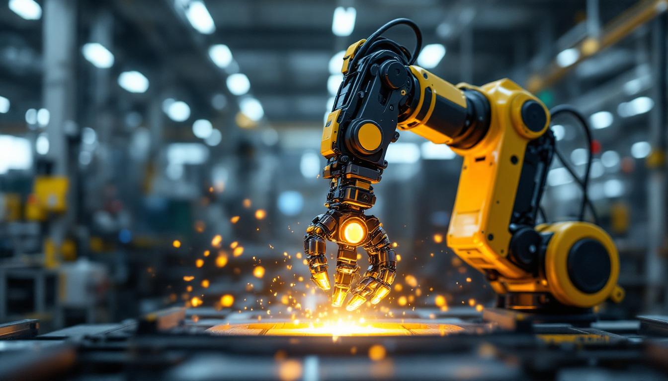 A photograph of a dynamic industrial robot in action
