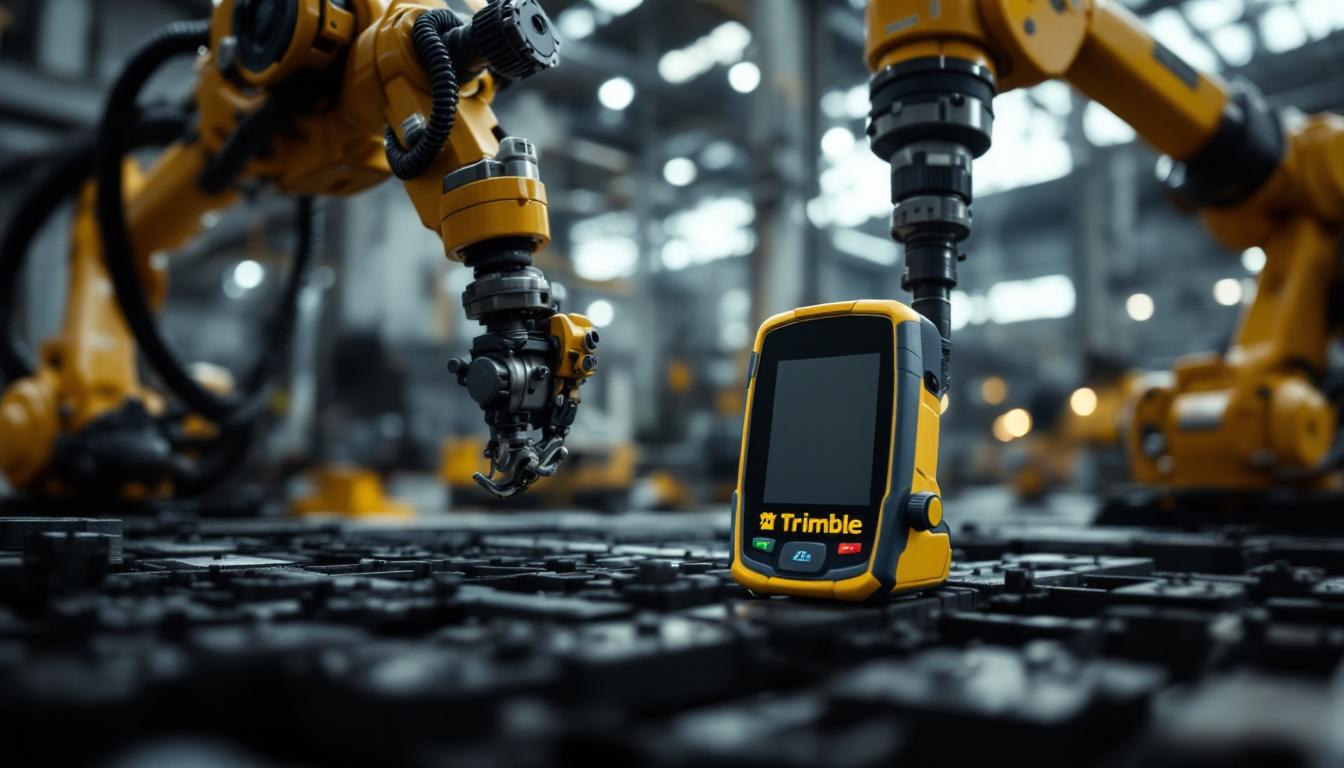 A photograph of a trimble gps device in action within an industrial setting