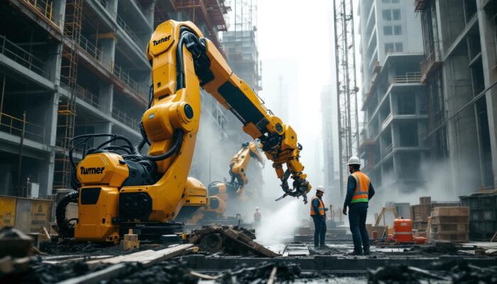 A photograph of capture a photograph of a turner construction project site in los angeles