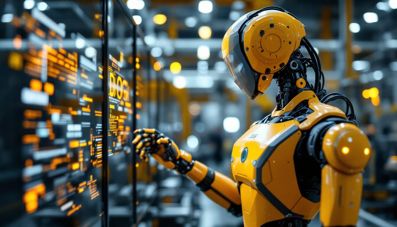 A photograph of a sleek industrial robot in action