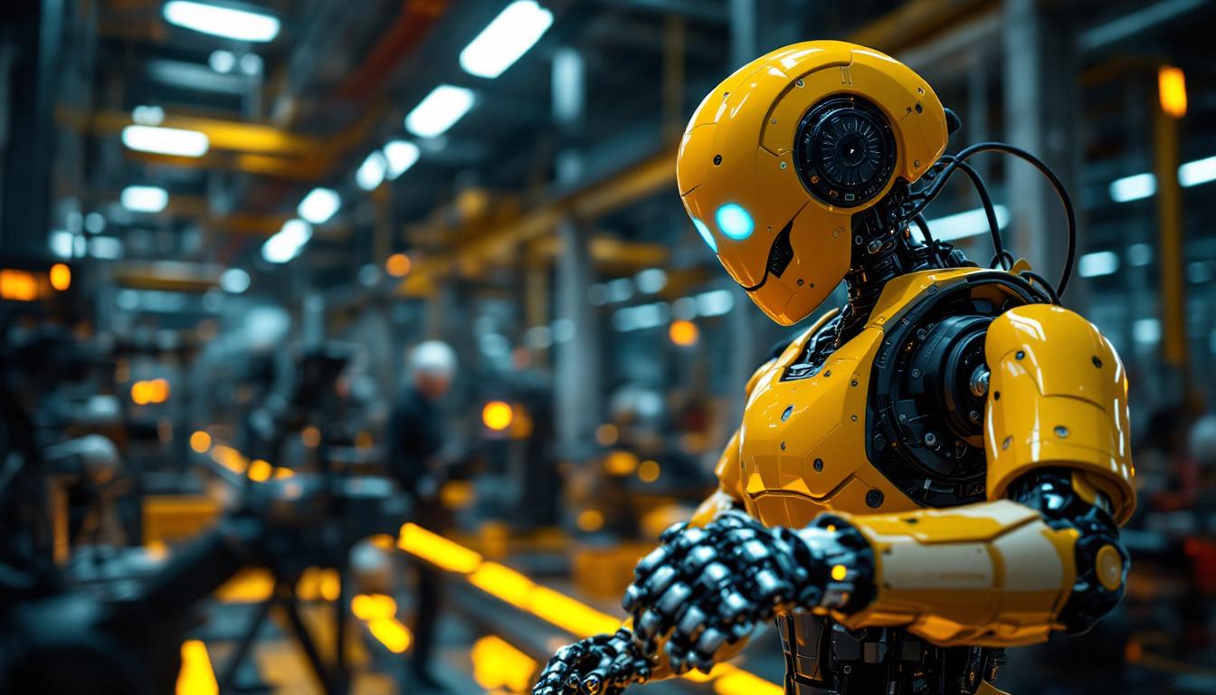A photograph of a dynamic industrial robot in action