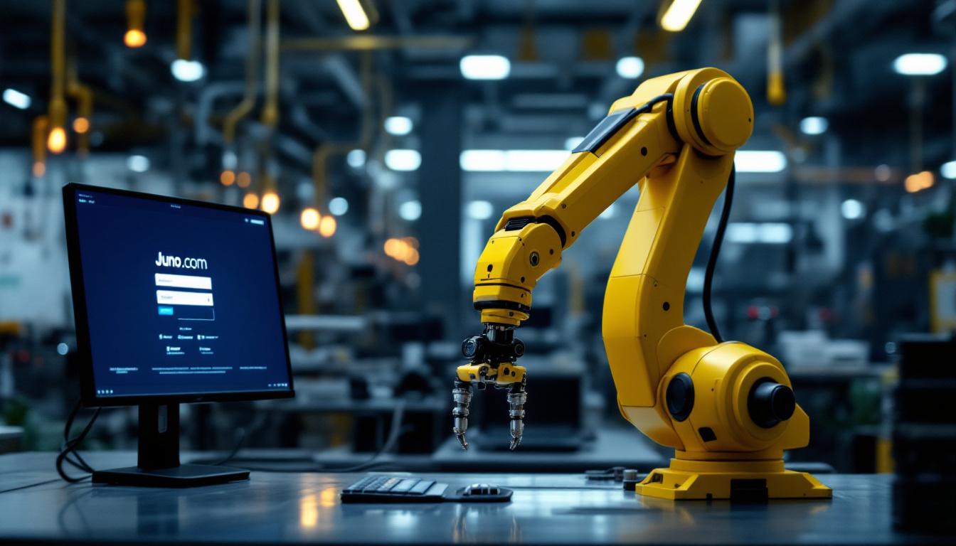 A photograph of a sleek industrial robotic arm in action