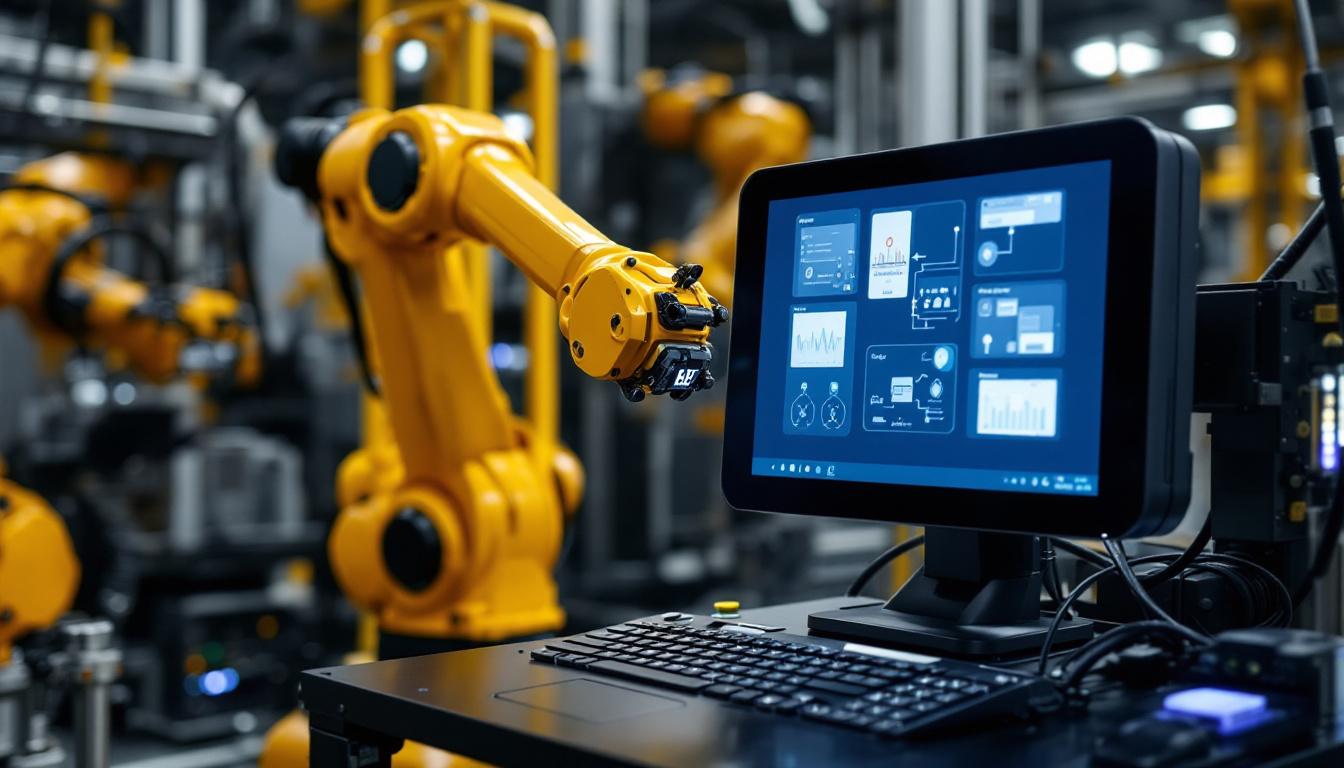 A photograph of a hyundai mini pc integrated within an industrial robotic setup