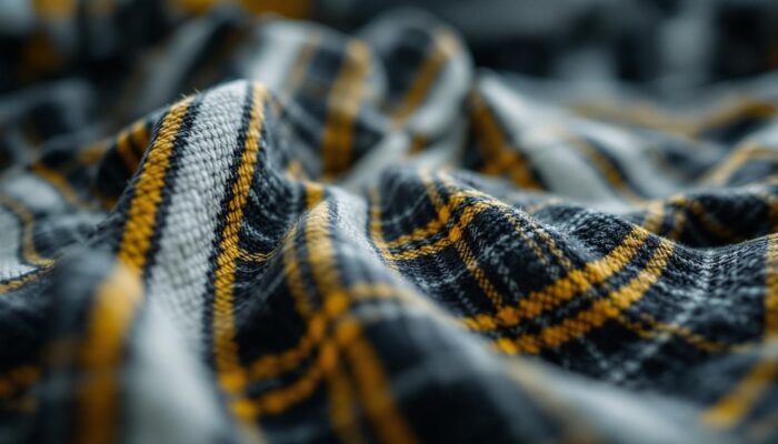 A photograph of a close-up of upholstery ticking fabric