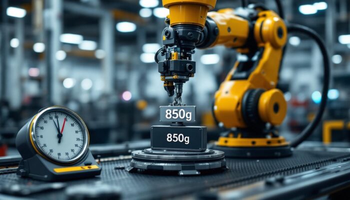 A photograph of a dynamic industrial robot in action