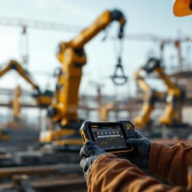 A photograph of capture a photograph of a trimble gps device in action on a construction site