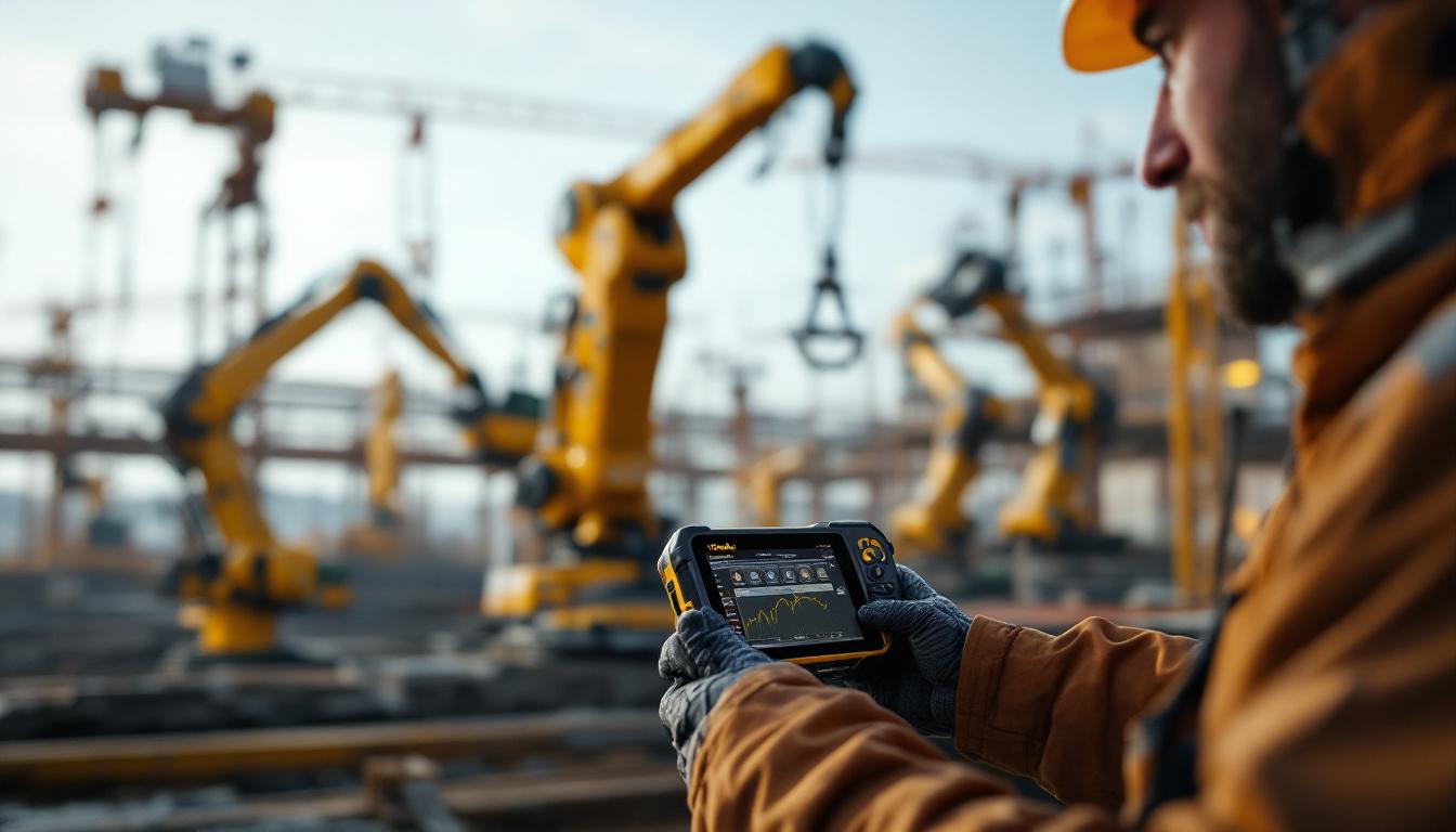 A photograph of capture a photograph of a trimble gps device in action on a construction site