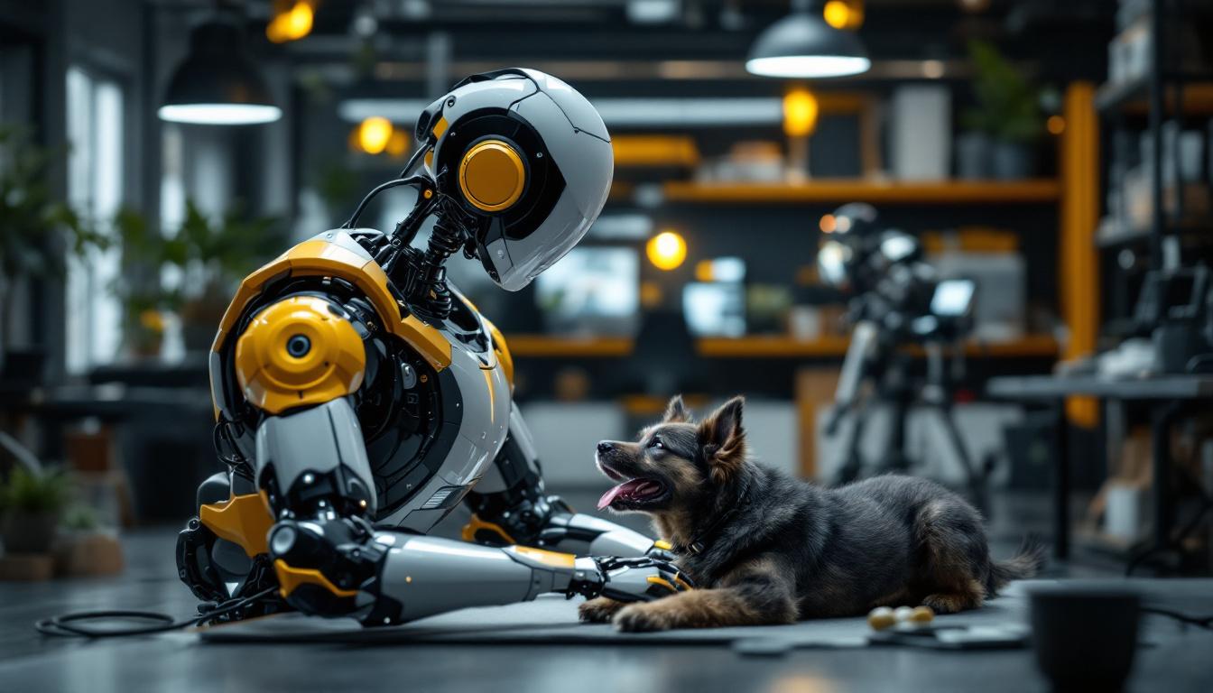 A photograph of a sleek industrial robot in action