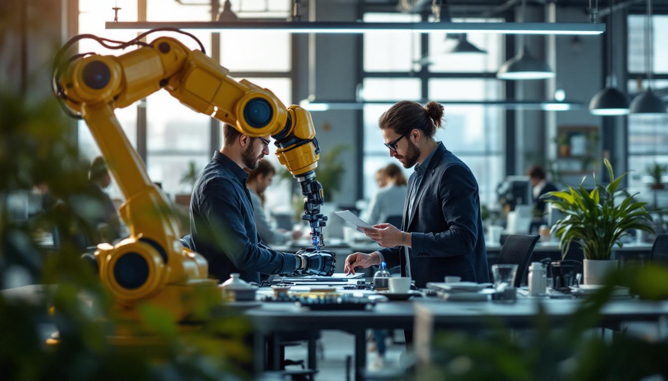 A photograph of a modern office environment in boston