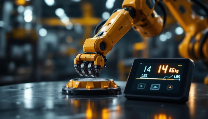 A photograph of a dynamic industrial robotic arm in action