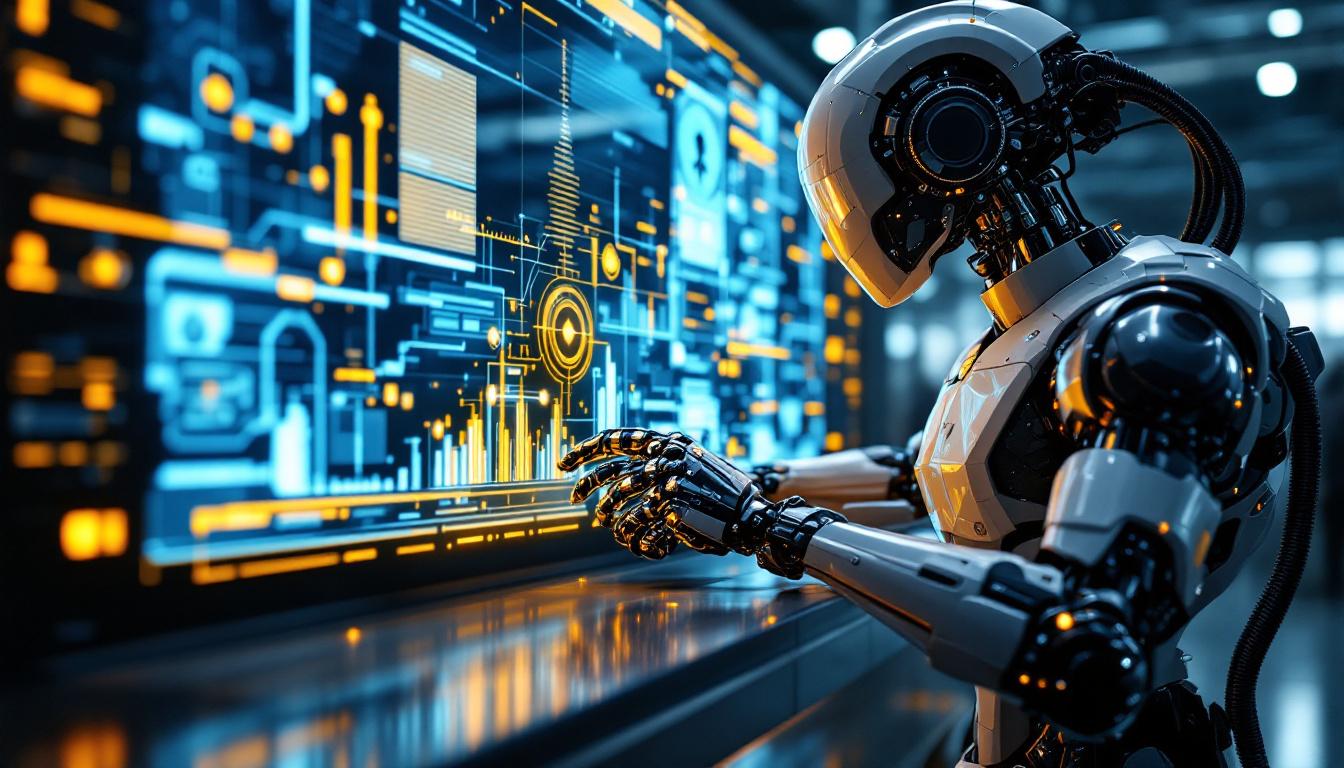 A photograph of a dynamic industrial robot in action