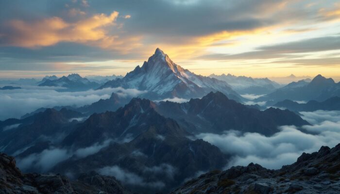 A photograph of a dramatic aerial view showcasing a mountainous landscape to illustrate the altitude of 35