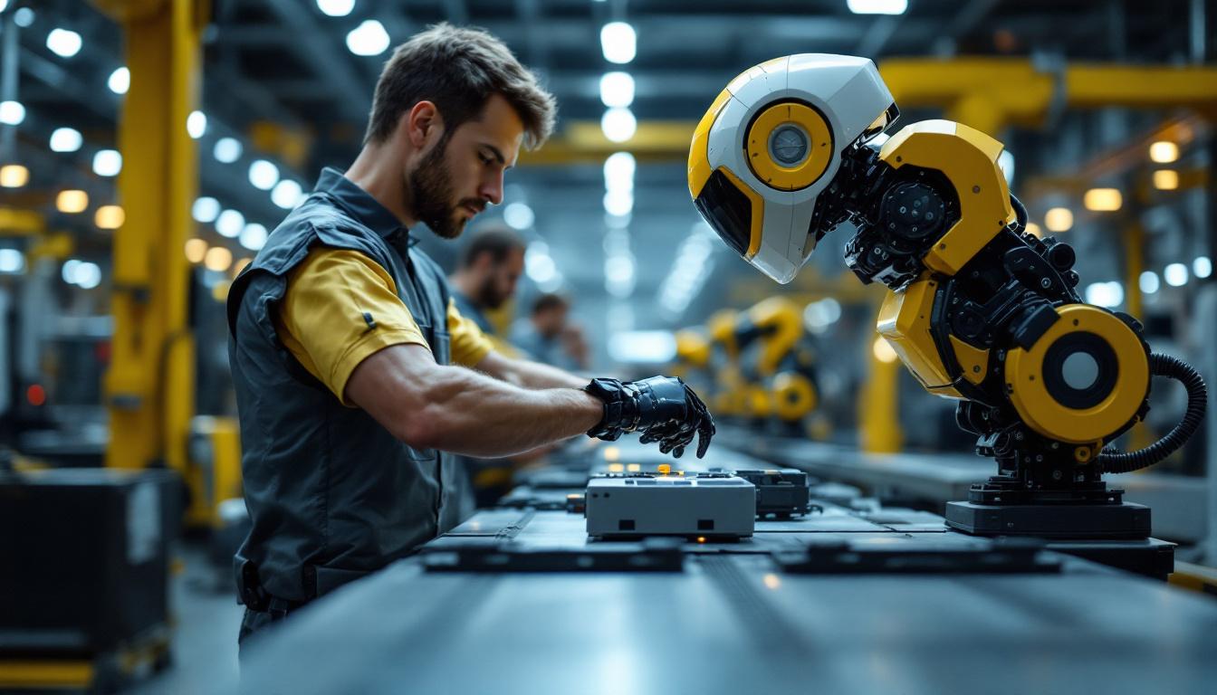 A photograph of a sleek industrial robot in action