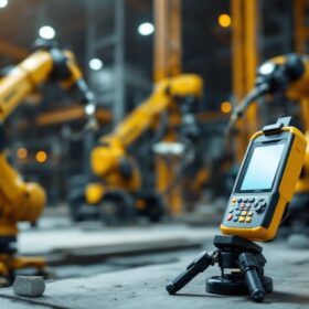 A photograph of capture a photograph of a trimble gps device in action on a construction site