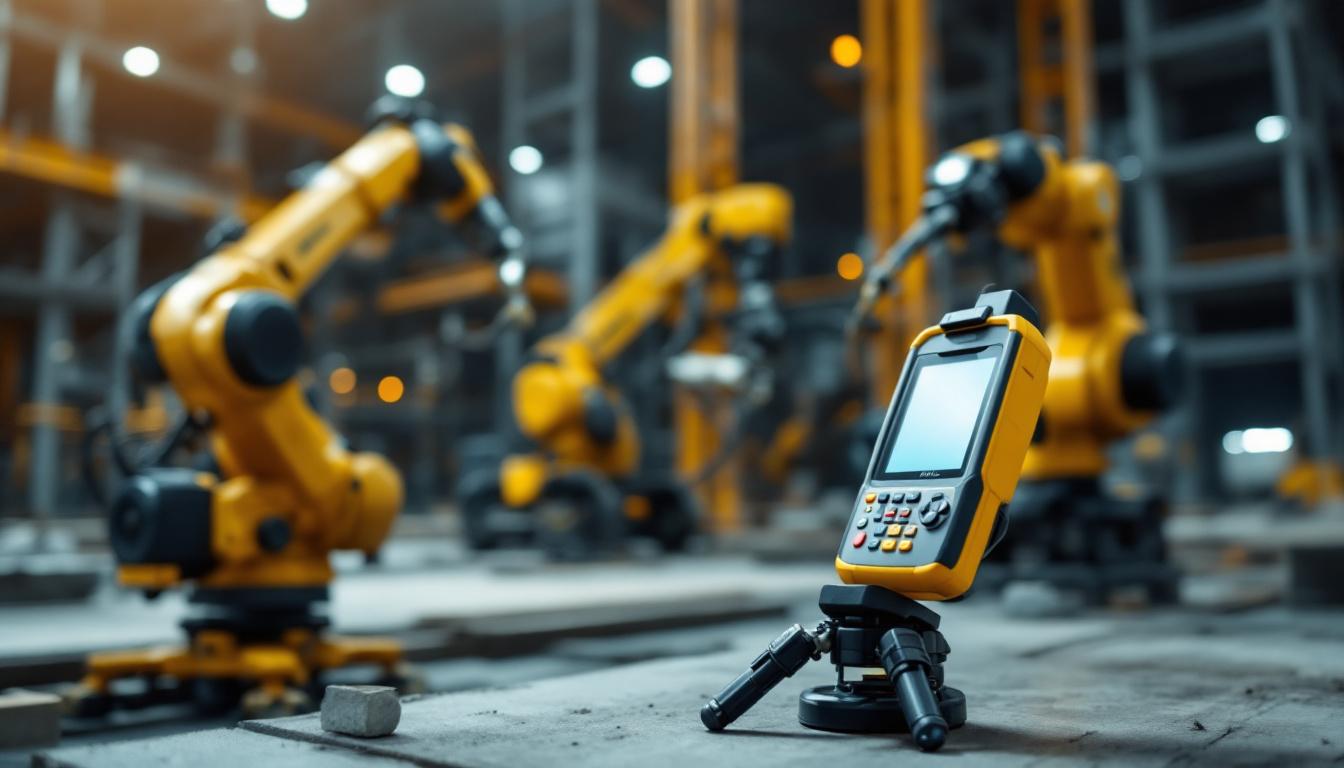 A photograph of capture a photograph of a trimble gps device in action on a construction site