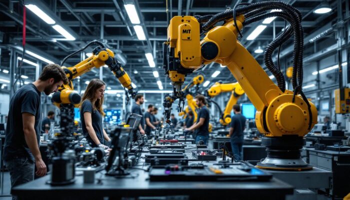 A photograph of a dynamic robotics lab at mit