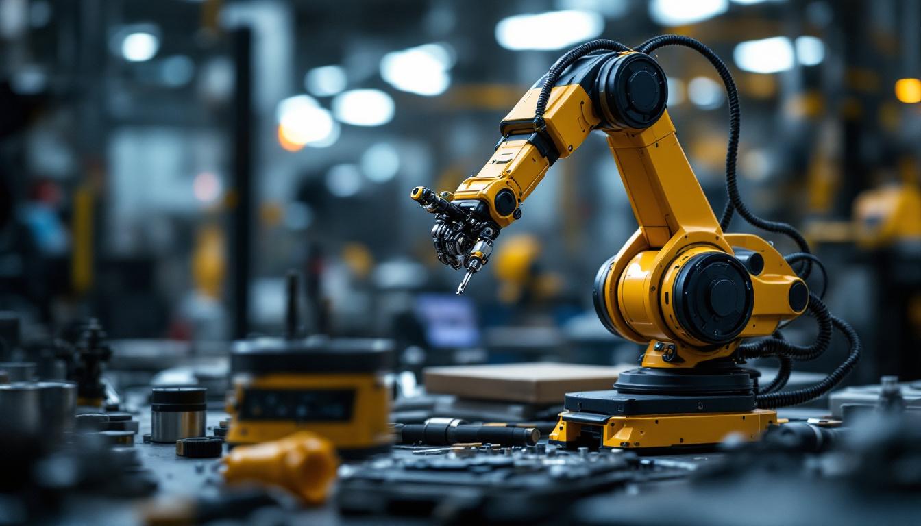 A photograph of a small robotic arm in action