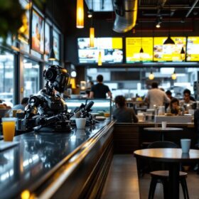 A photograph of a bustling subway restaurant in waltham