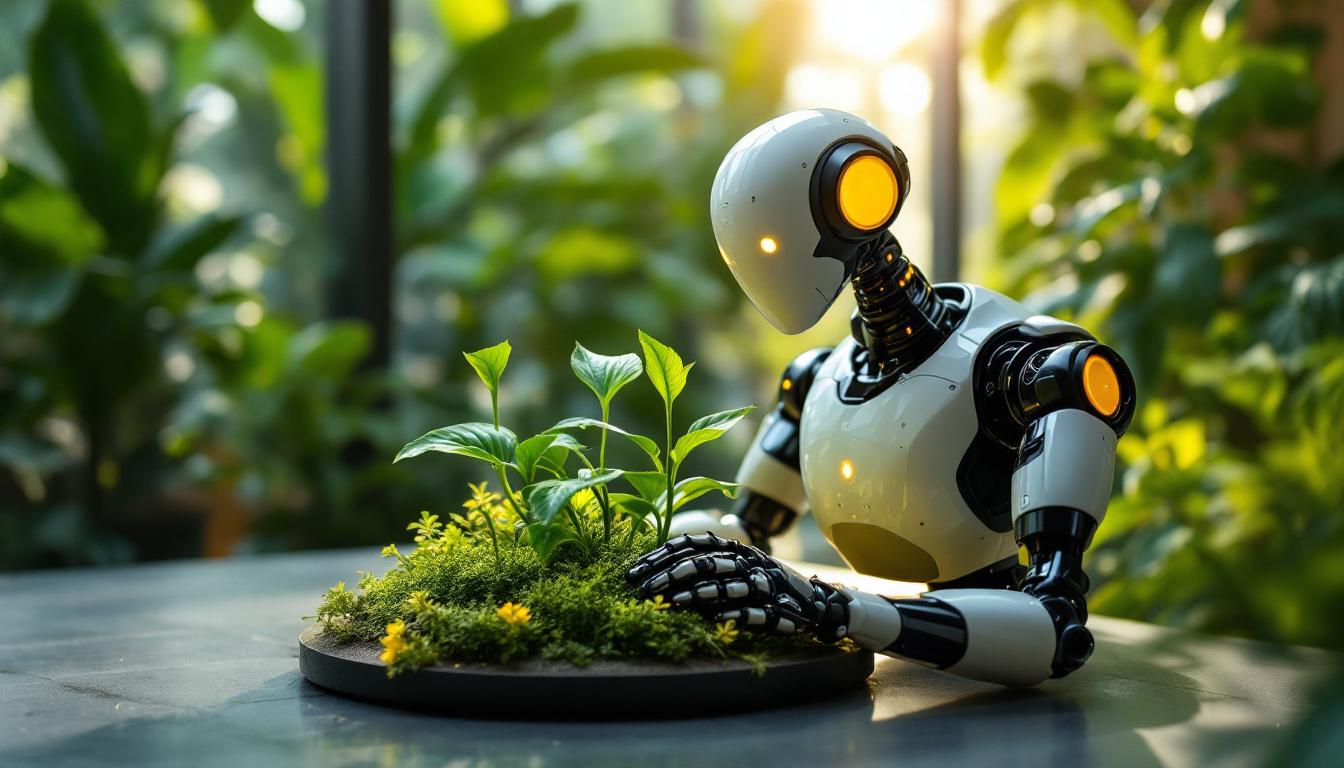 A photograph of a sleek industrial robot in action