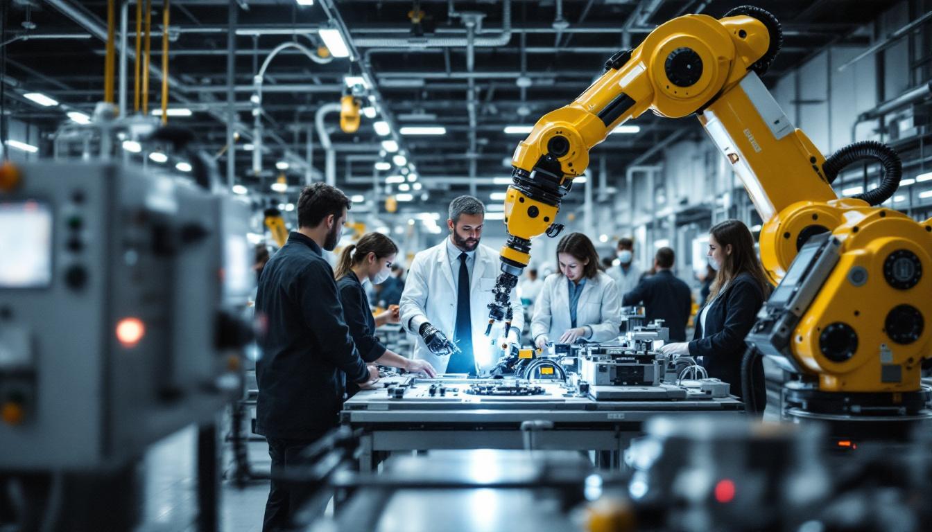 A photograph of a dynamic scene showcasing a boston scientific facility