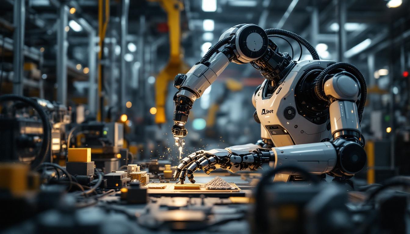A photograph of a sleek industrial robot in action