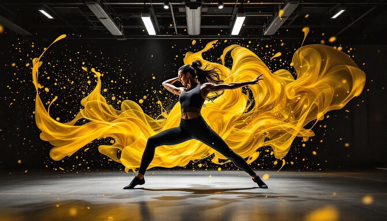 A photograph of a dynamic dance performance at escalate dance studio