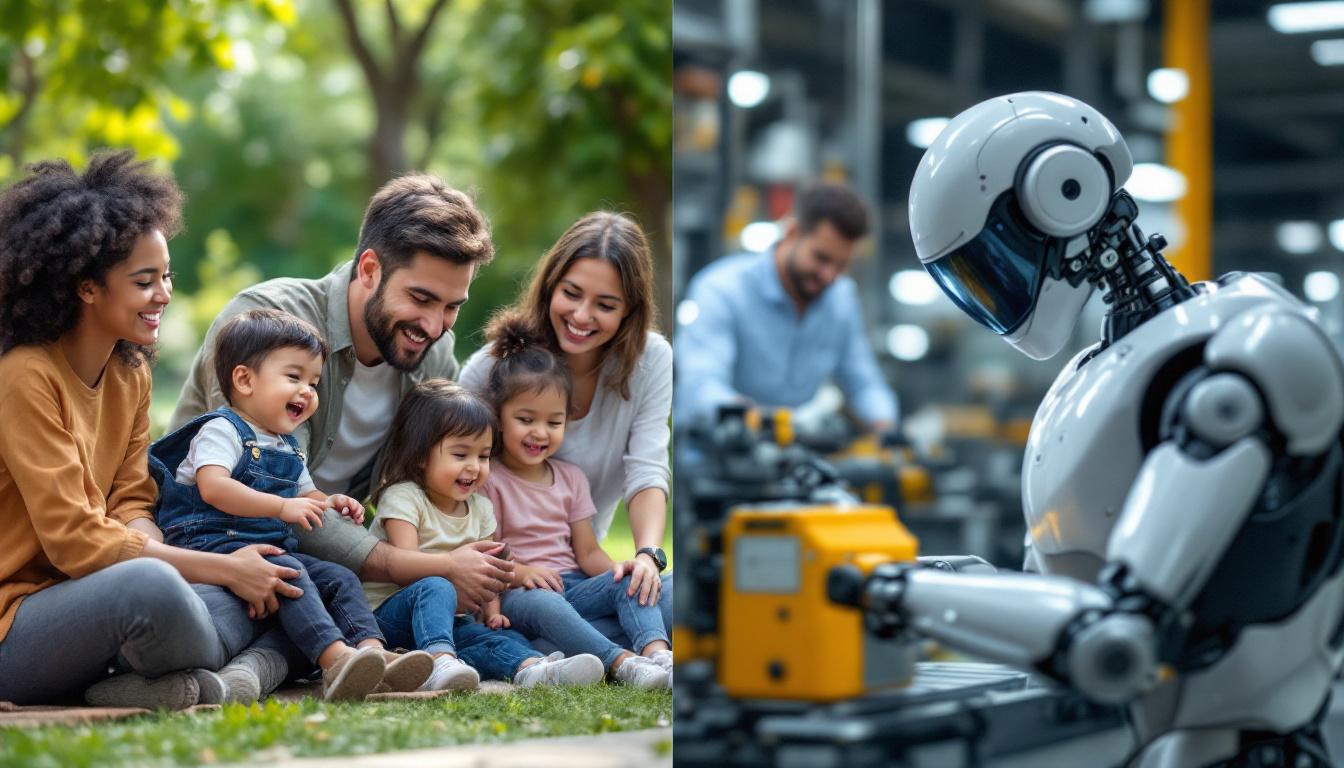 A photograph of a diverse group of parents joyfully interacting with their children in a park setting