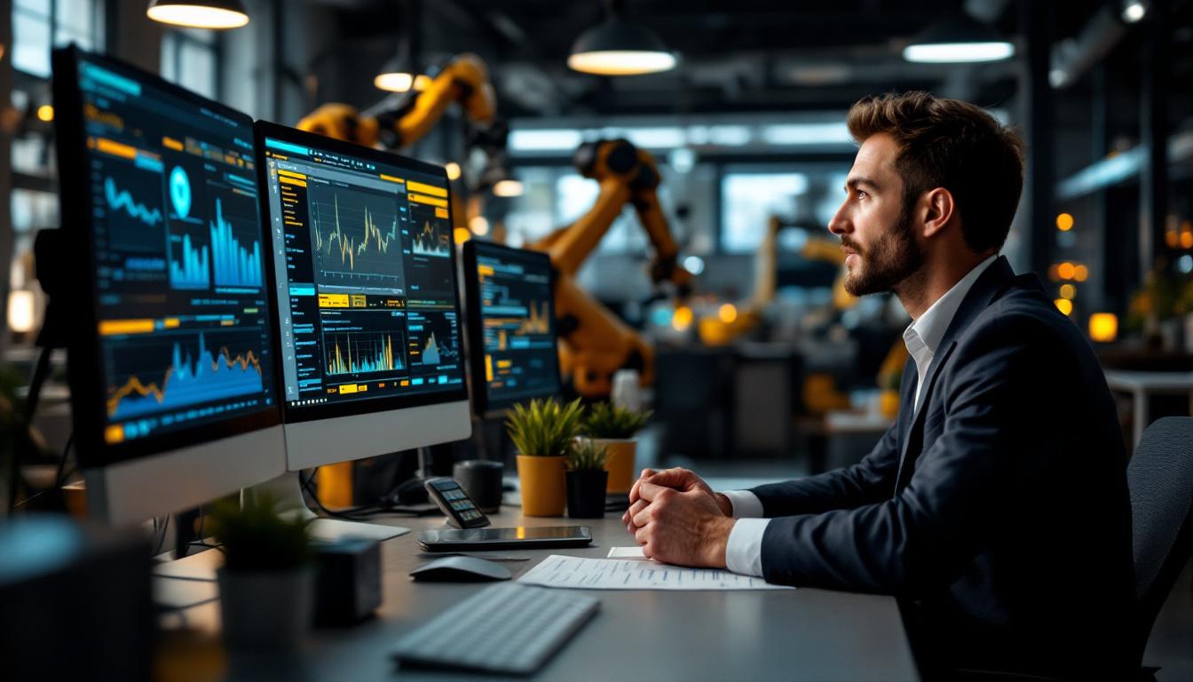 A photograph of a professional in a modern office setting