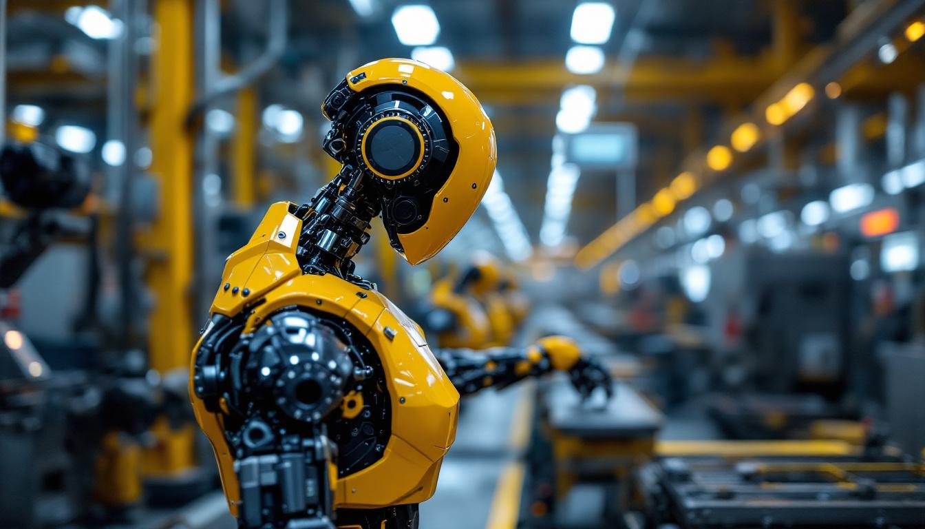 A photograph of a sleek industrial robot in action