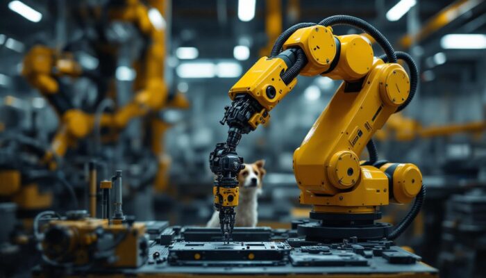 A photograph of a robotic arm in action