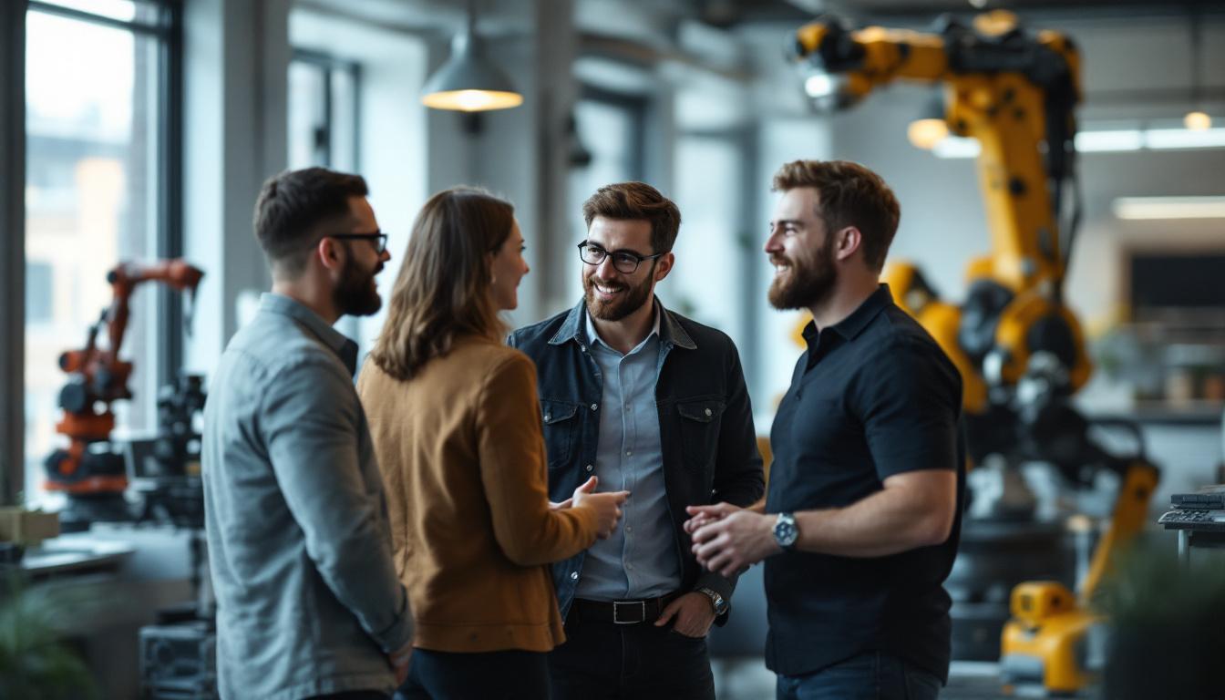 A photograph of a dynamic sales team in a modern office setting