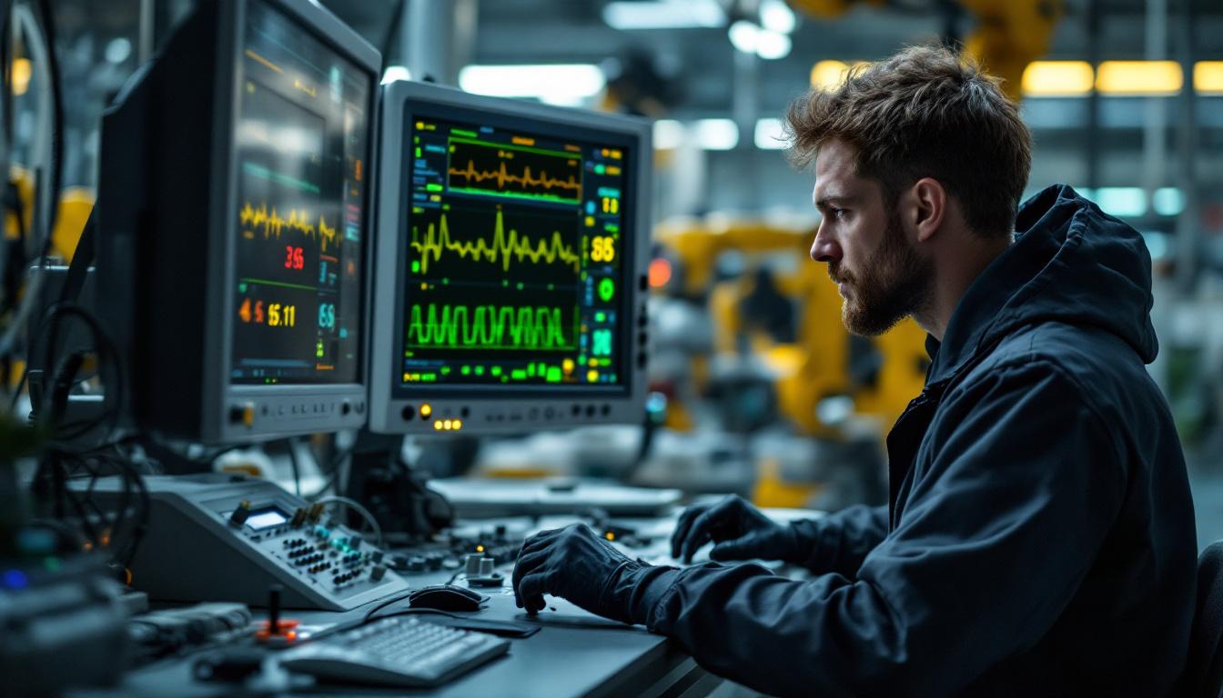 A photograph of a heart monitor technician at work