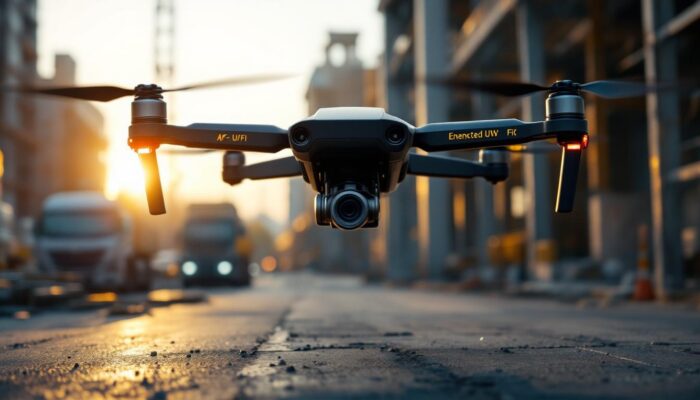 A photograph of a wifi-enabled uav (drone) in action