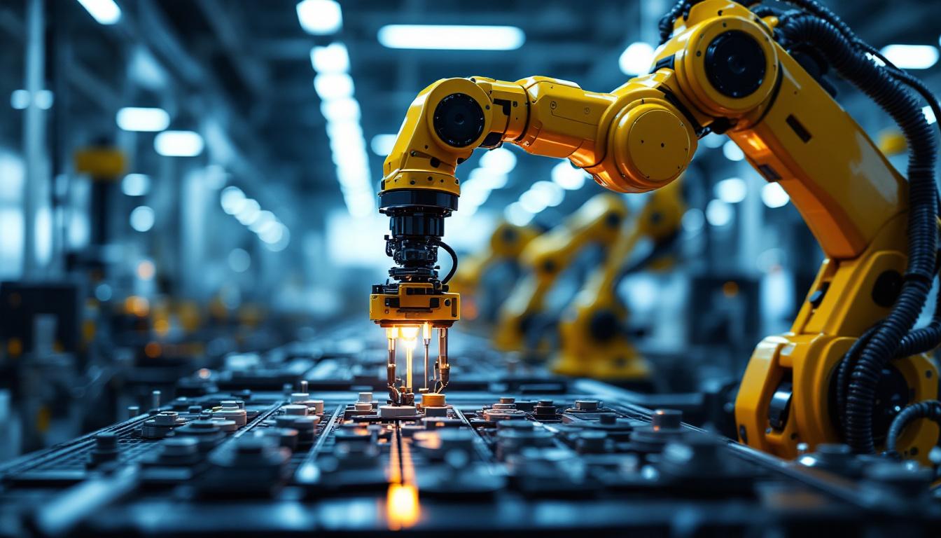 A photograph of a sleek industrial robotic arm in action