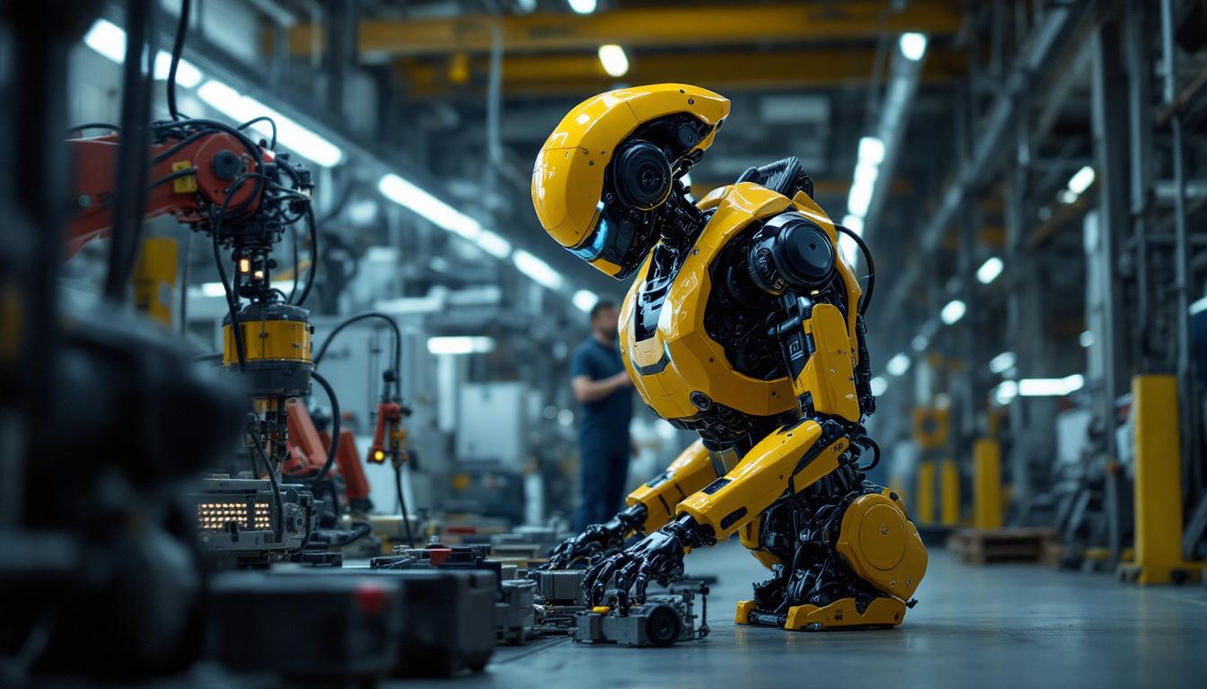 A photograph of a boston dynamics robot in action within an industrial setting