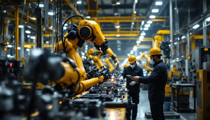 A photograph of a bustling industrial environment in texas
