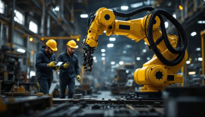 A photograph of a trimble industrial robotic system in action